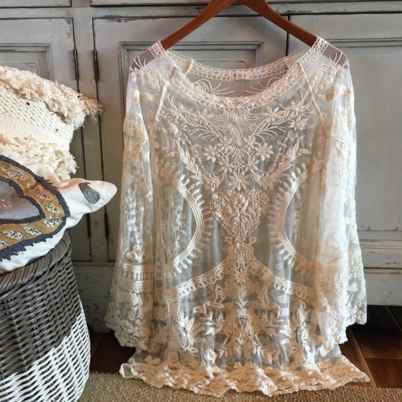 Tops - Bohemian Lace Crochet  Long Sleeve Festival Blouse